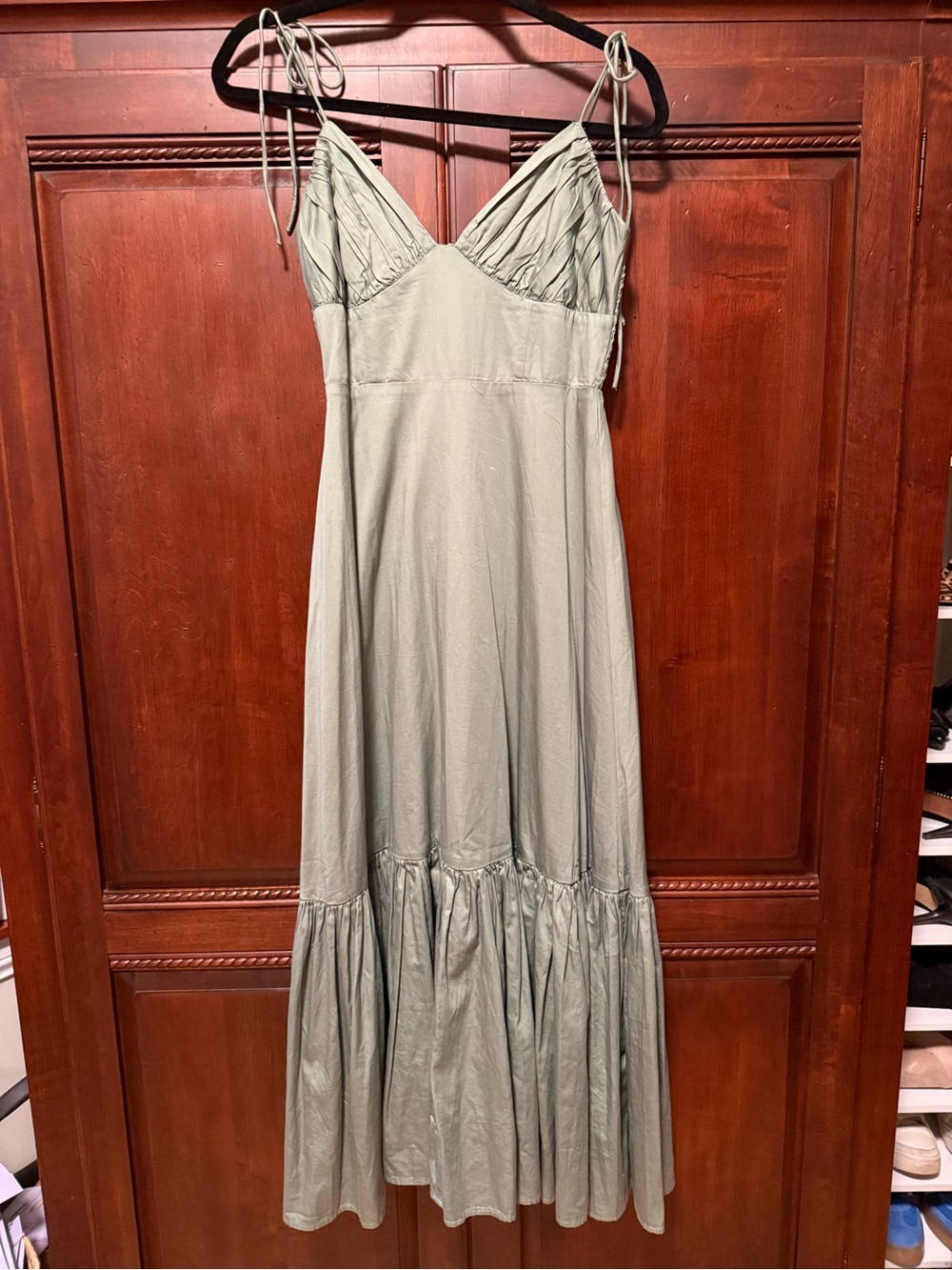 Abercrombie & Fitch Sage Green Tie-Strap Maxi Sundress